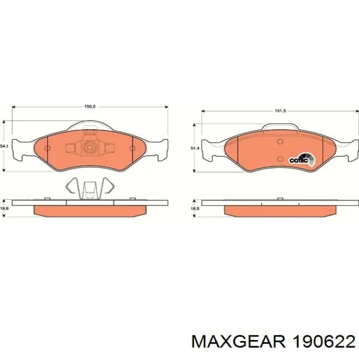 Передние тормозные колодки 190622 Maxgear