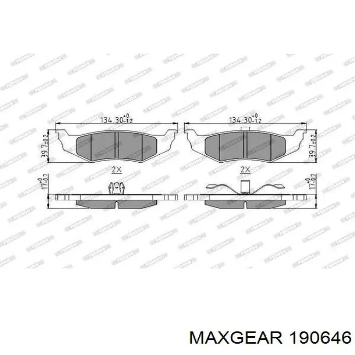Задние дисковые колодки Maxgear 190646