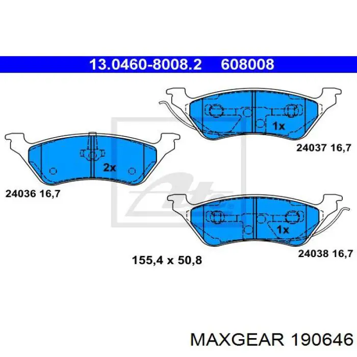 Купить 190646 Maxgear Колодки тормозные задние, дисковые