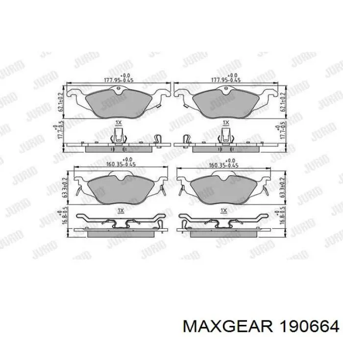 Передние тормозные колодки 190664 Maxgear
