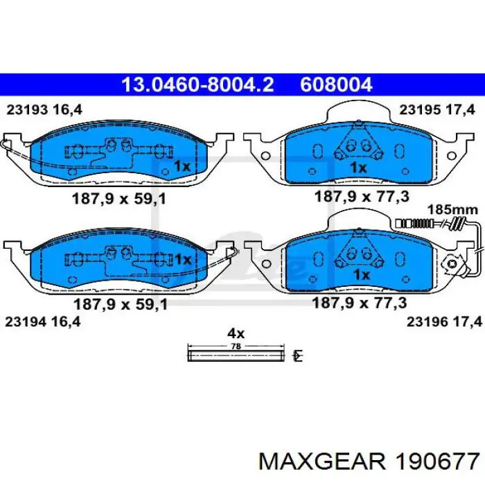 Колодки Maxgear 190677 цена, от 28.59 USD
