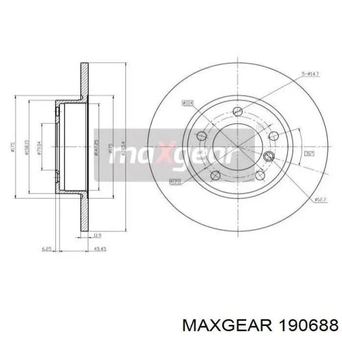 Передние тормозные диски 190688 Maxgear