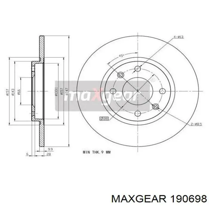 Передние тормозные диски 190698 Maxgear