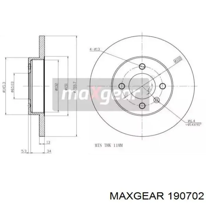 Передние тормозные диски 190702 Maxgear