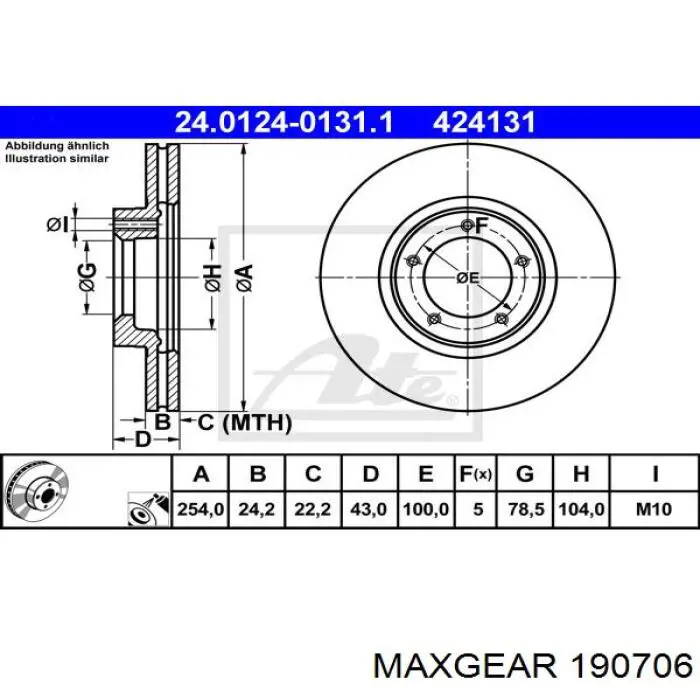 Передние тормозные диски 190706 Maxgear