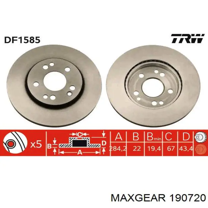 19-0720 Maxgear диск тормозной передний