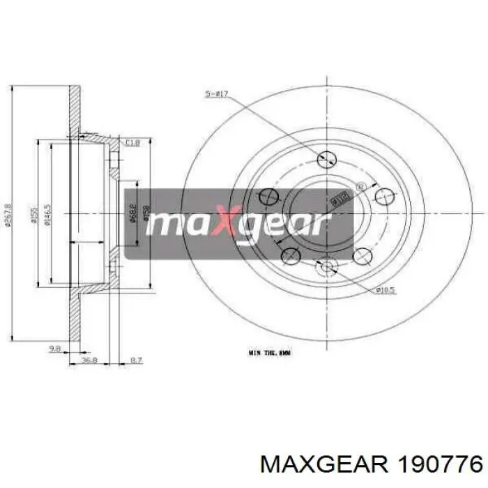 19-0776 Maxgear диск тормозной задний