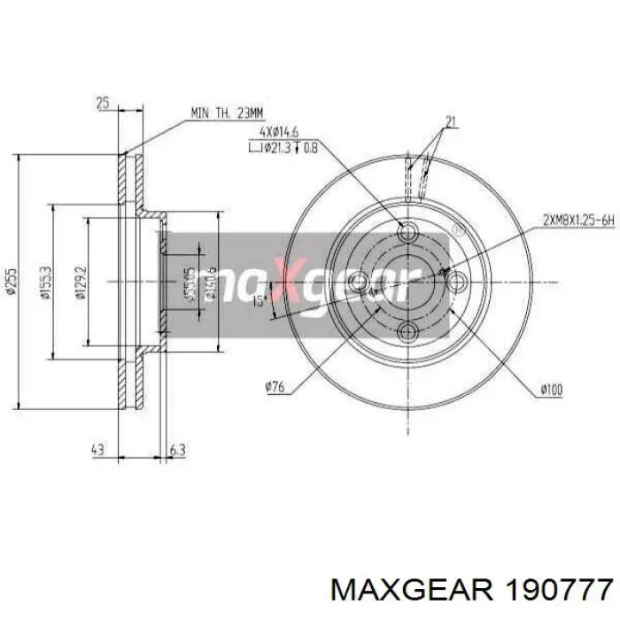 Тормоз дисковый передний Maxgear 190777 цена, от 32.94 USD