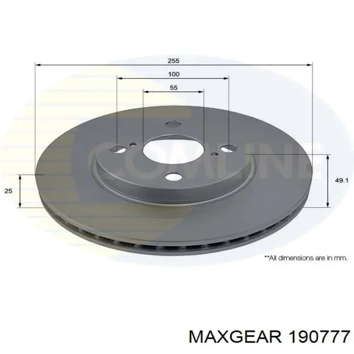 Передние тормозные диски 190777 Maxgear