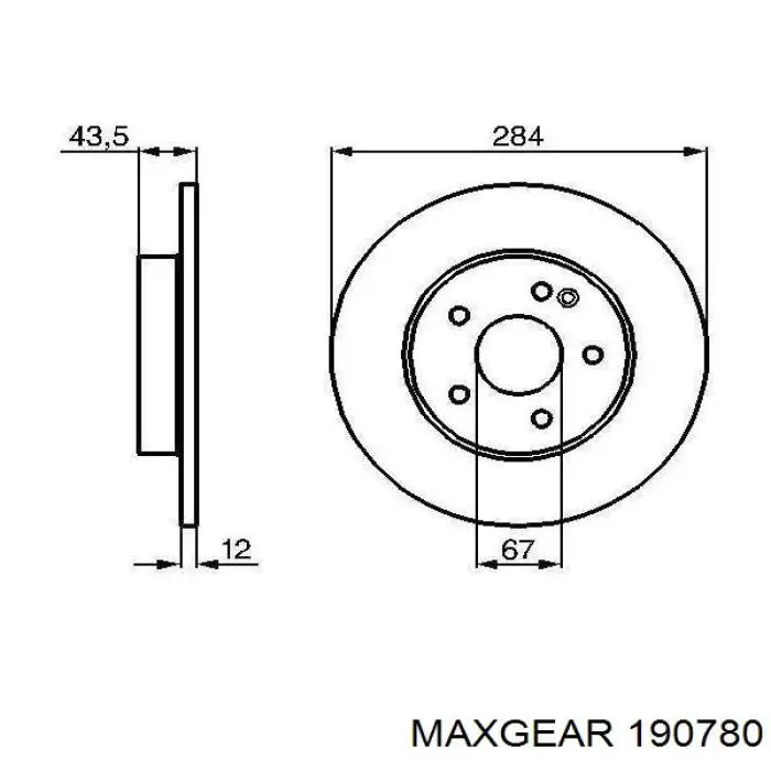 Тормоз дисковый передний Maxgear 190780 цена, от 19.89 USD
