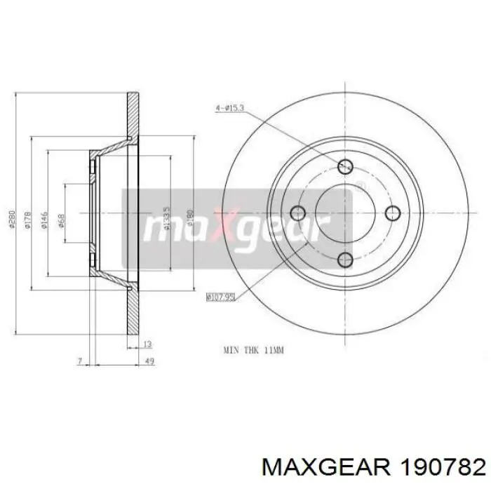 Передние тормозные диски 190782 Maxgear