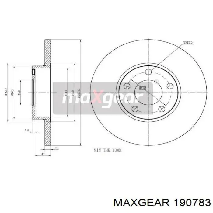19-0783 Maxgear передние тормозные диски