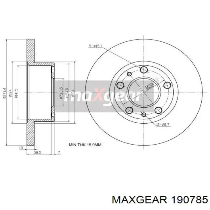 Передние тормозные диски 190785 Maxgear