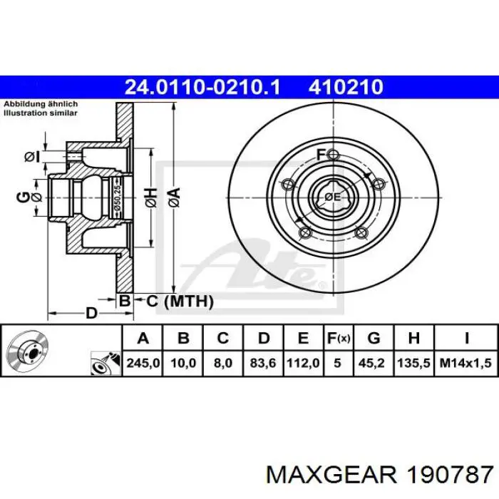 190787 Maxgear Дисковый тормоз