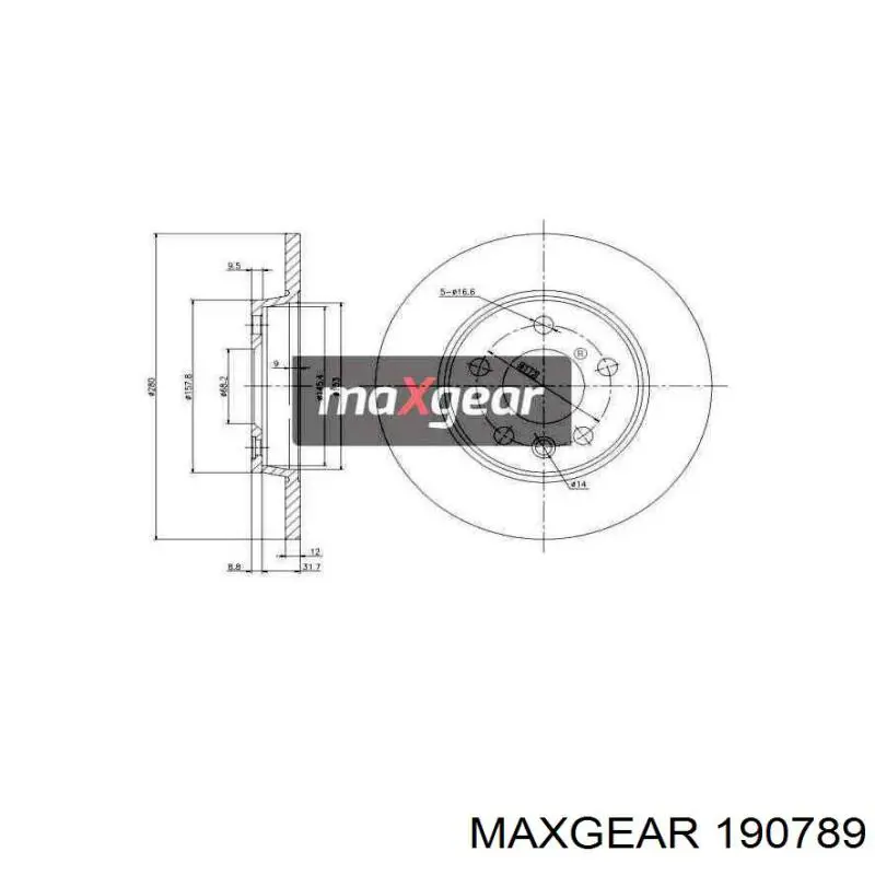 Диск тормозной задний MAXGEAR 190789