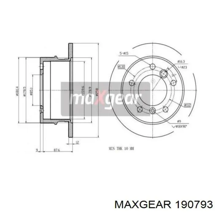 19-0793 Maxgear диск тормозной задний