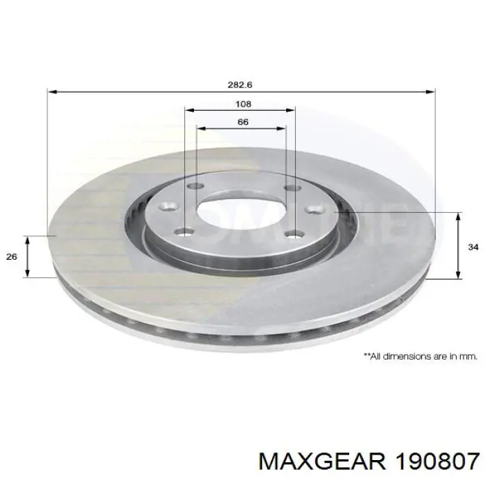 Передний тормозной диск Maxgear 190807