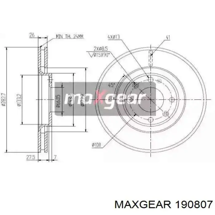 Купить 190807 Maxgear Ротор тормозной
