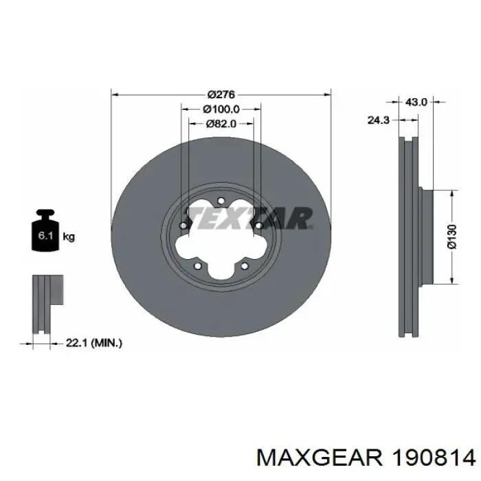 Передние тормозные диски 190814 Maxgear