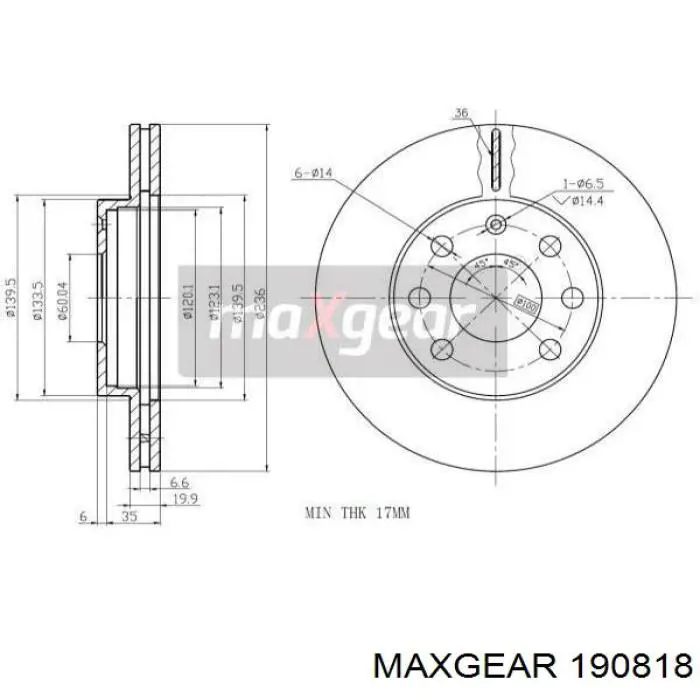 19-0818 Maxgear диск тормозной передний