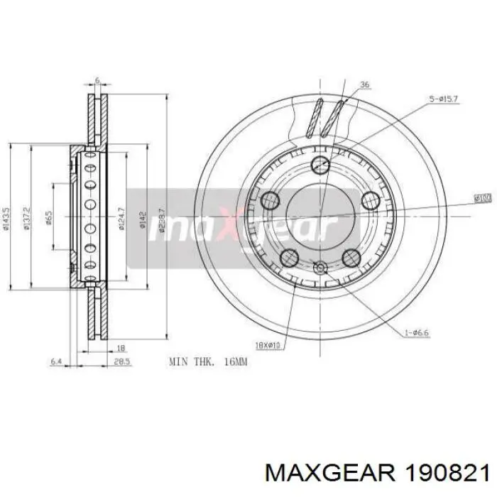 Передние тормозные диски 190821 Maxgear