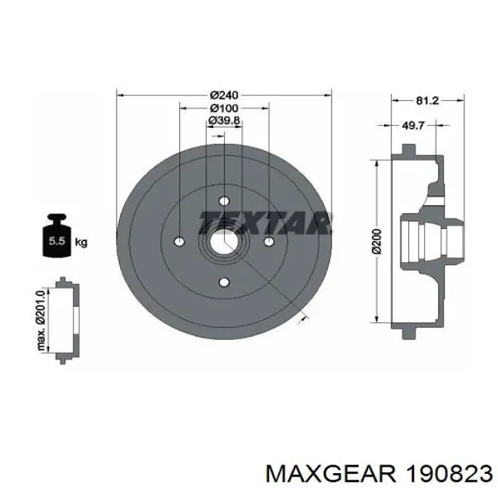 Купить 190823 Maxgear Тормозной барабан