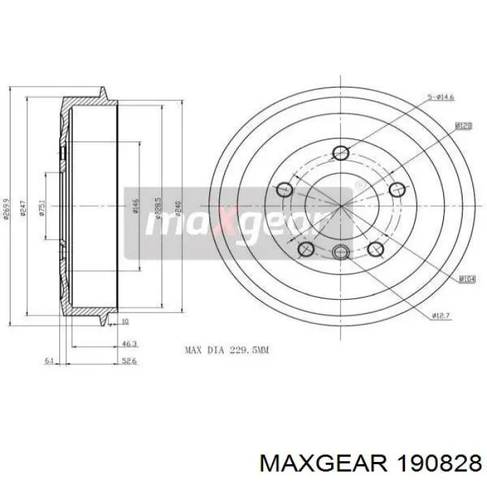 Тормозной барабан 190828 Maxgear