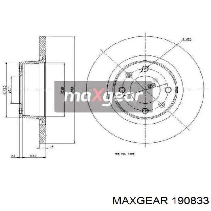 190833 Maxgear диск тормозной задний
