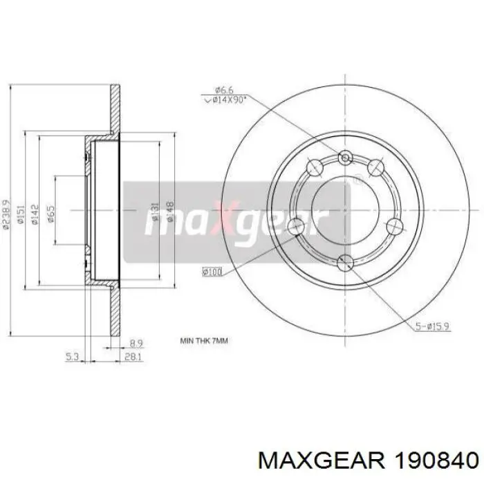 19-0840 Maxgear диск тормозной задний