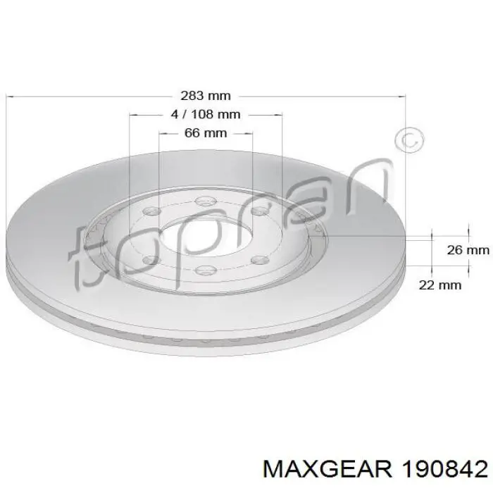 Передние тормозные диски 190842 Maxgear