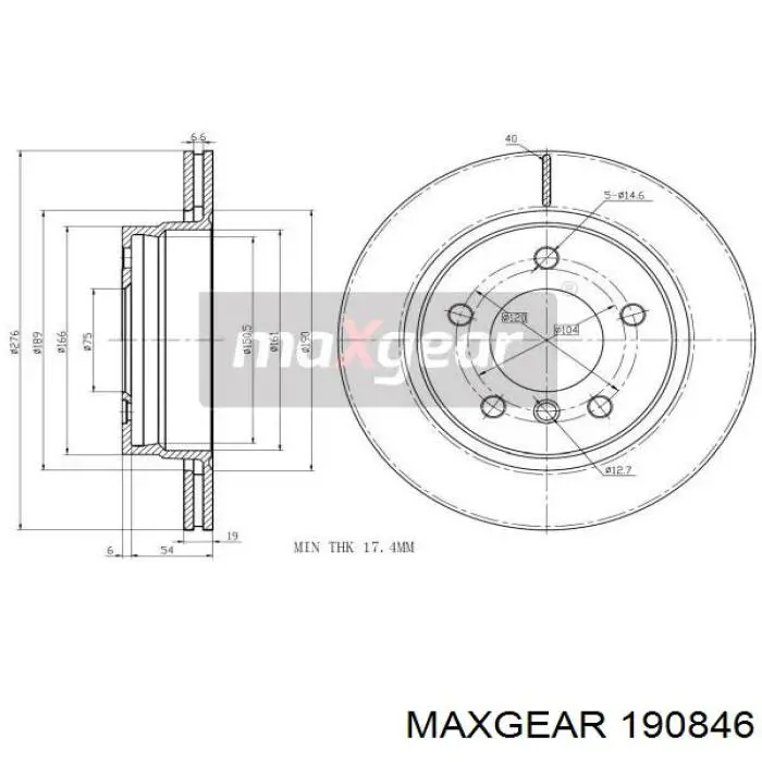 19-0846 Maxgear диск тормозной задний