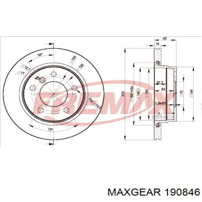Тормозные диски 190846 Maxgear