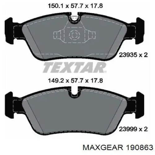 Купить 190863 Maxgear Колодки тормозные