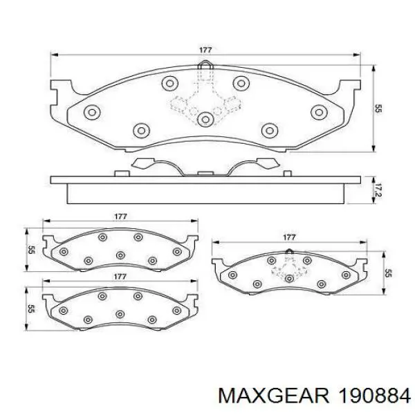 Передние тормозные колодки 190884 Maxgear