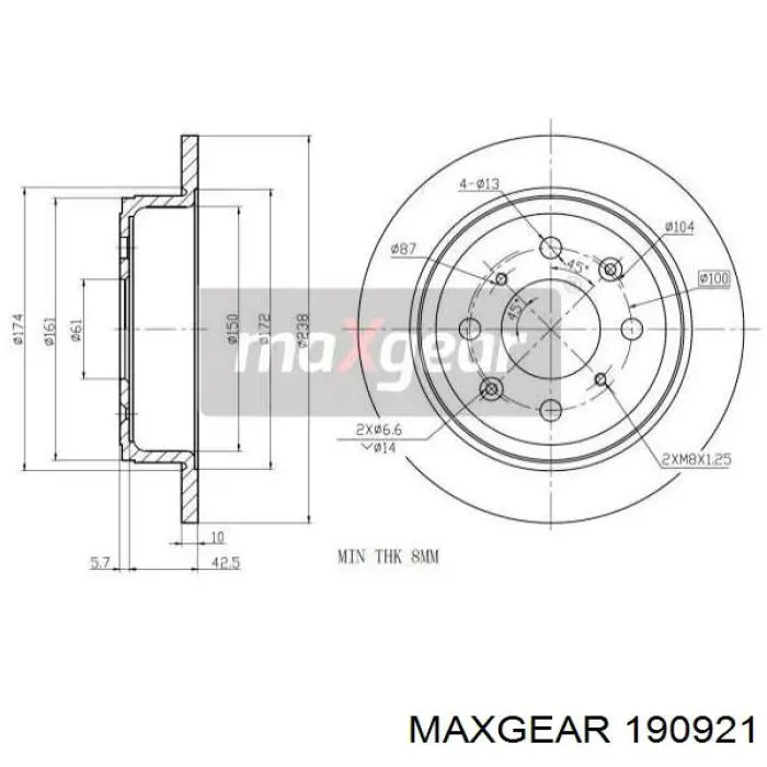 19-0921 Maxgear диск тормозной задний