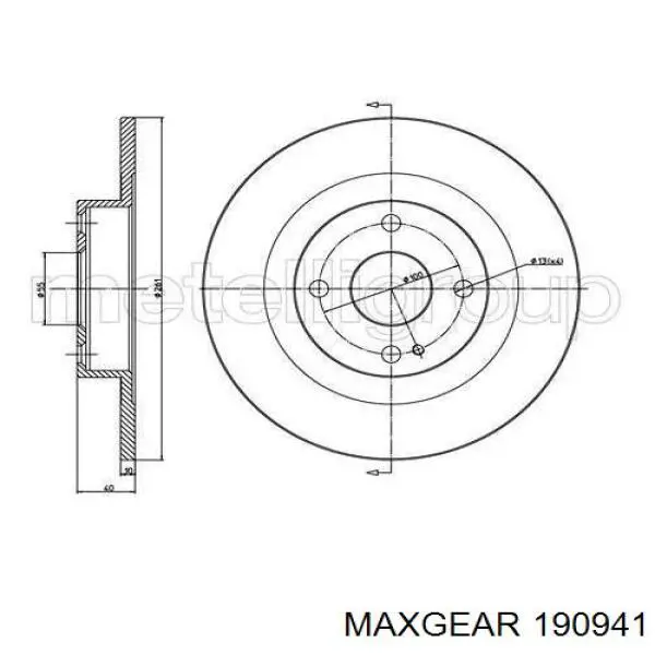 Купить 190941 Maxgear Диск тормозной задний