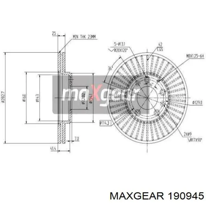 19-0945 Maxgear диск тормозной передний