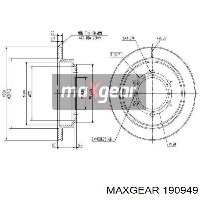 Купить 190949 Maxgear Диск тормозной задний