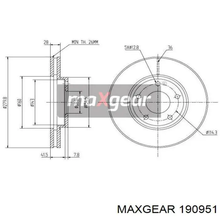 Передние тормозные диски 190951 Maxgear