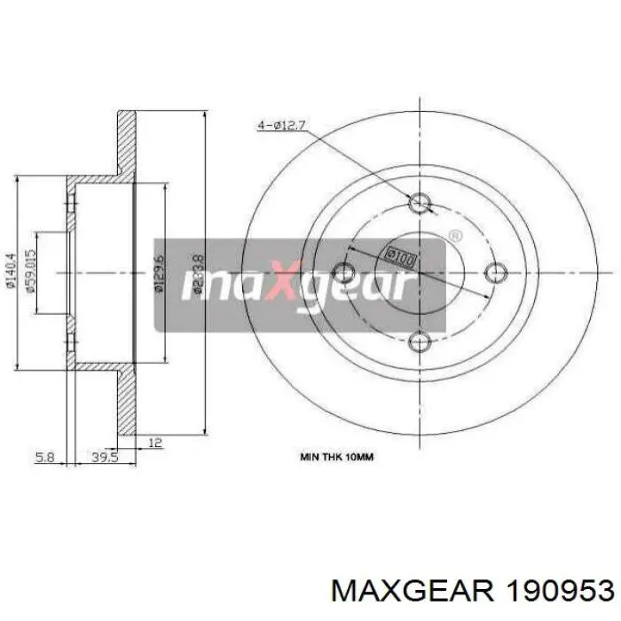 Передние тормозные диски 190953 Maxgear