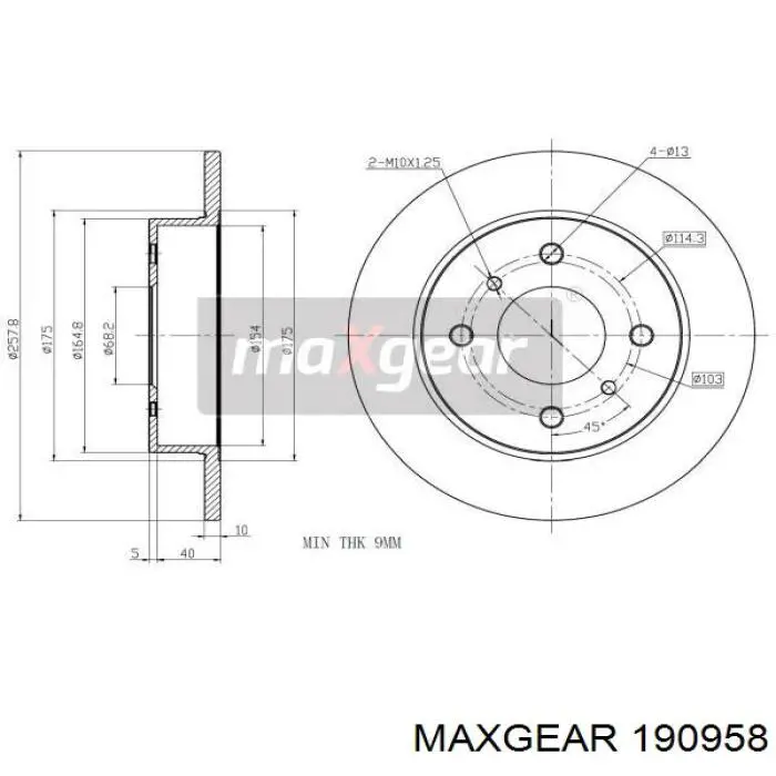 Тормозные диски 190958 Maxgear