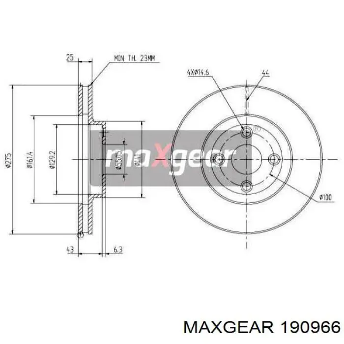 Передние тормозные диски 190966 Maxgear