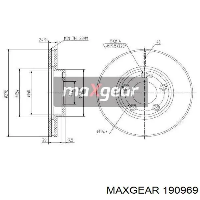 190969 Maxgear Диск тормозной передний