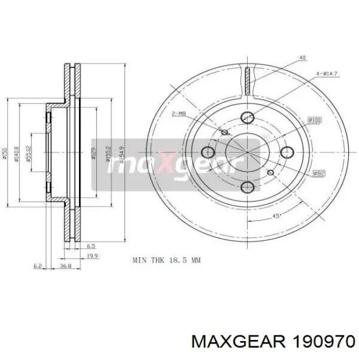 19-0970 Maxgear диск тормозной передний