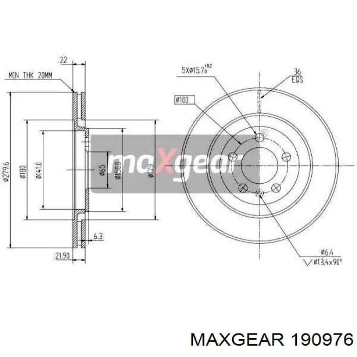 19-0976 Maxgear диск тормозной передний