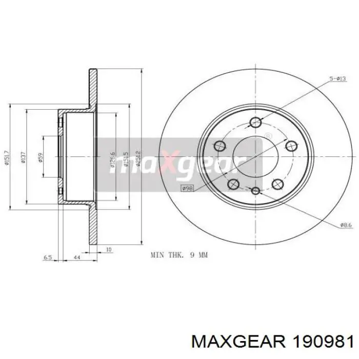 19-0981 Maxgear диск тормозной задний