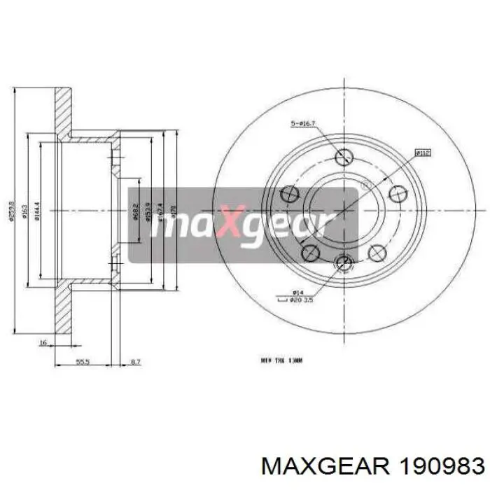 Передние тормозные диски 190983 Maxgear