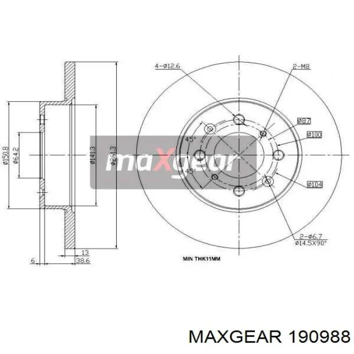 19-0988 Maxgear диск тормозной передний