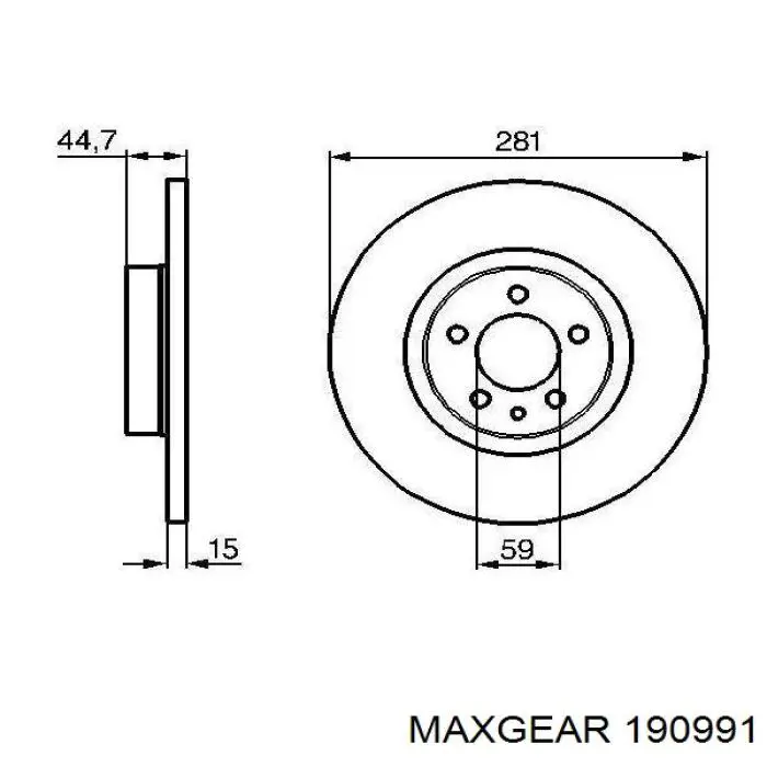 Передний тормозной диск Maxgear 190991