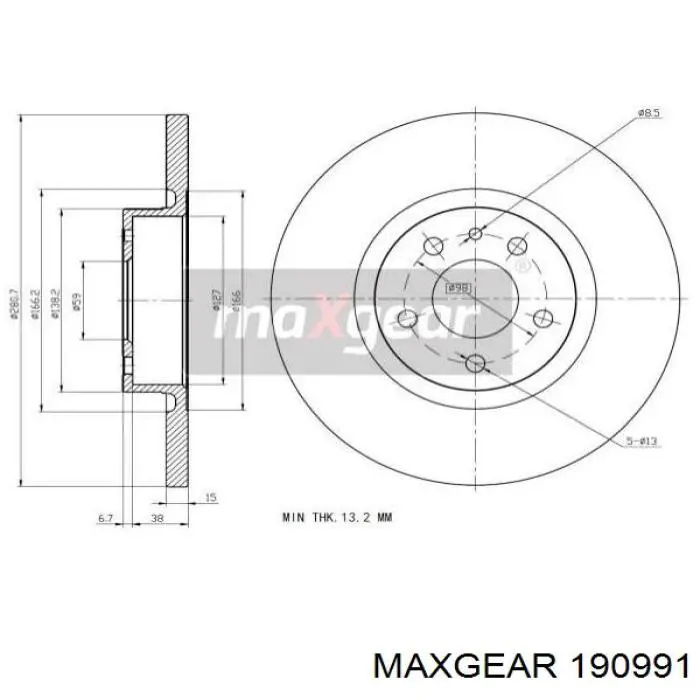 Передние тормозные диски 190991 Maxgear